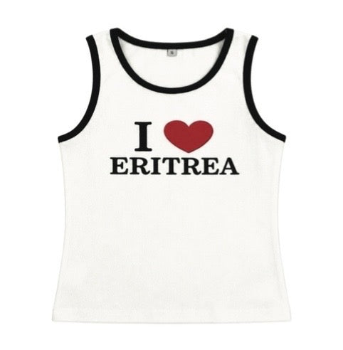 I LOVE ERITREA CROPPED TANK TOP - WHITE